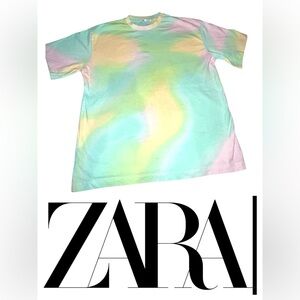 Men’s- Sz M- EUC- ZARA Pastel Tie-Dye Short Tee - Mint, Yellow, Pink, Lavender